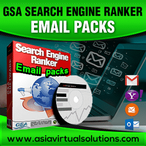 Animated advertisement for email packs designed for GSA Search Engine Ranker.