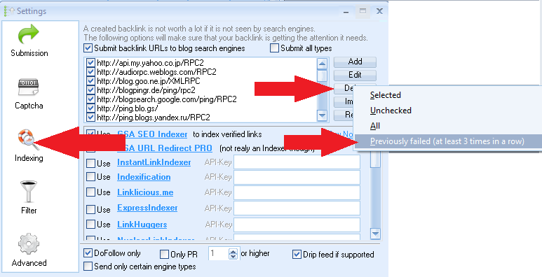 GSA Search Engine ranker - Ping Sites maintenance