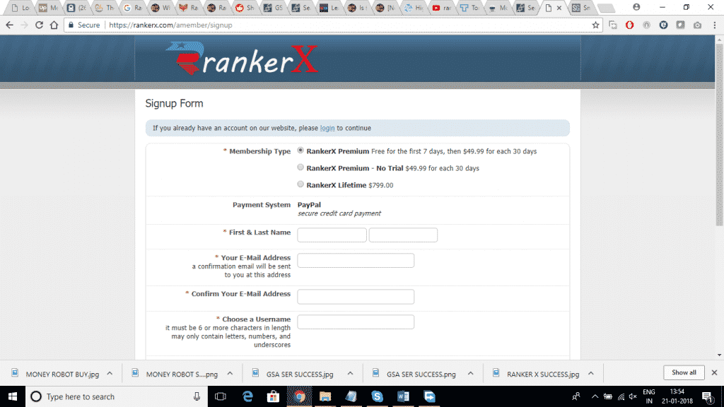 Price for Ranker X Price for Ranker X