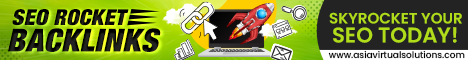 Banner promoting "SEO Rocket Backlinks" with a rocket graphic, emphasizing a service to boost SEO through effective backlinks, set against a vibrant yellow and green gradient background.