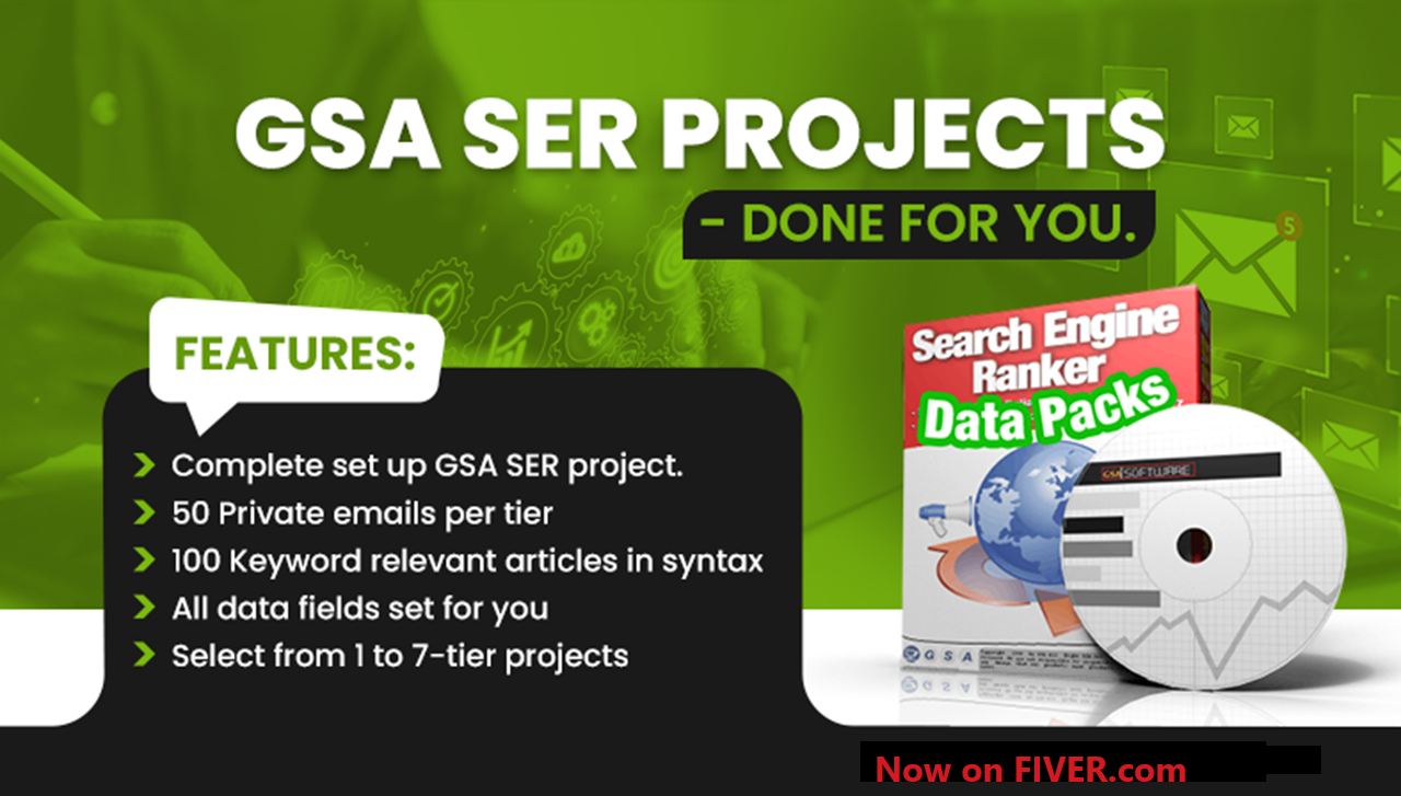 Discover top-tier GSA SER Projects with Asia Virtual Solutions. This package includes a CD and book featuring pre-set data, private emails, and keyword articles to boost your SEO efforts. Learn GSA SER how-to tips and secure do-follow links instantly—all available now on Fiverr!