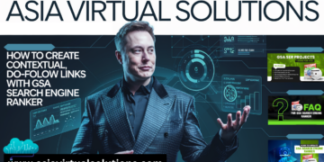 A man stands in front of a digital background with text: "How to create contextual, do-follow links with GSA Search Engine Ranker.