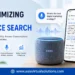 A smart speaker and smartphone display voice search results for digital marketing strategy, highlighting SEO benefits and features for businesses.