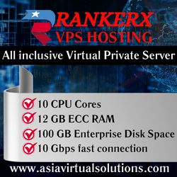 Advertisement for RANKERX VPS hosting featuring details on server specifications against a digital background, now in a 250x250 format.